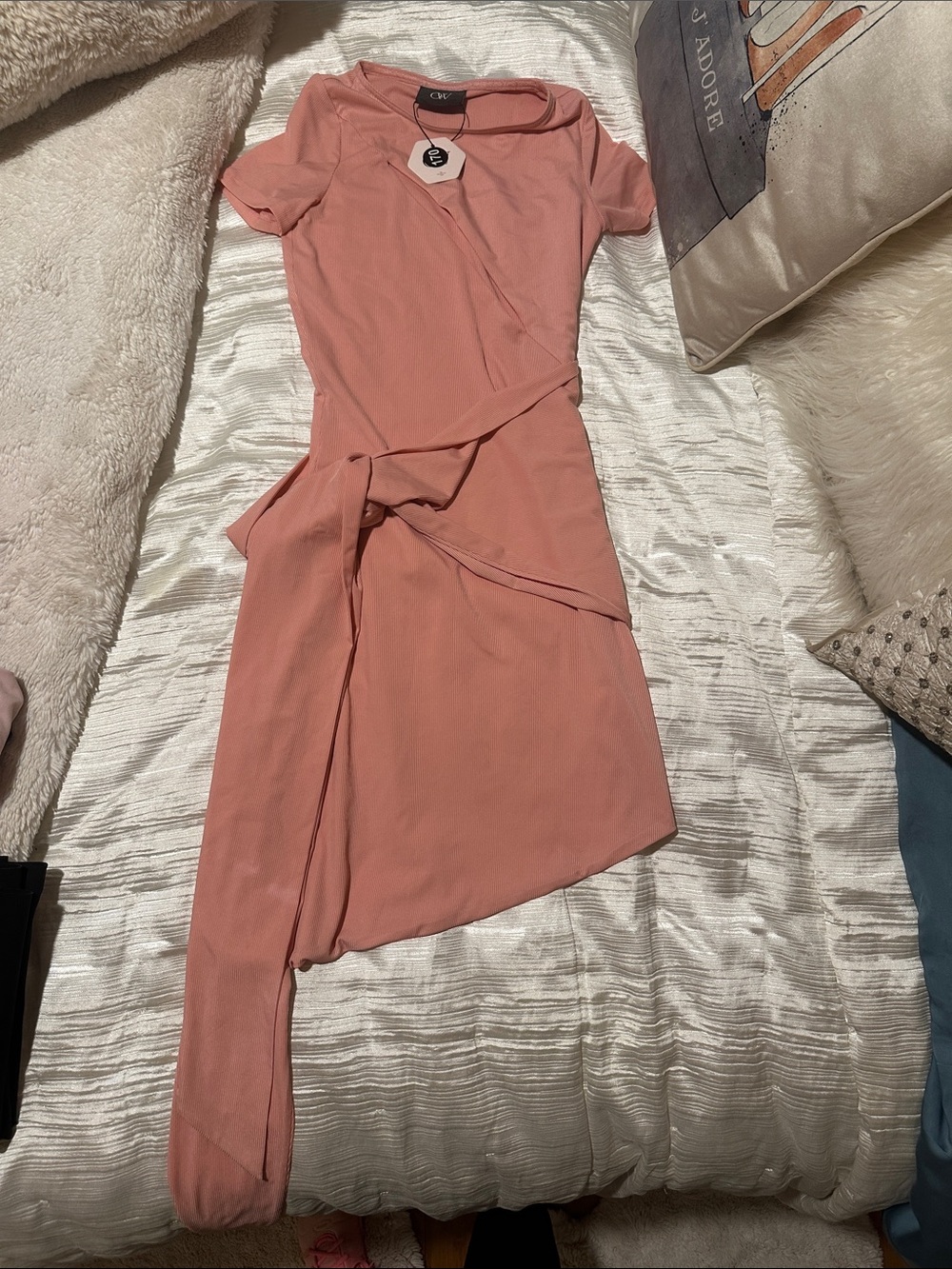 OW Collection - Harley mini dress, light Pink Asymmetrical NWT, Sz Sm